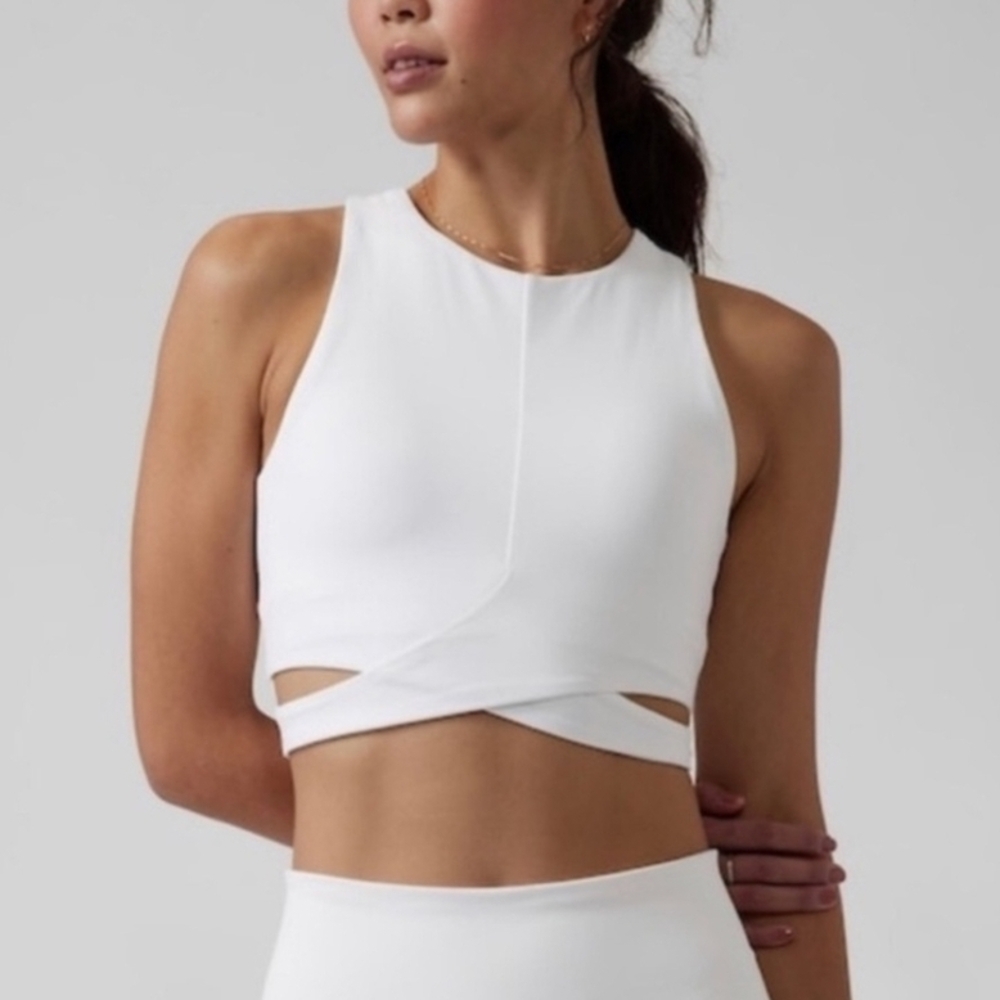 Athleta Conscious Cut Out Crop White Women's Size XS D-DD NEW NWOT